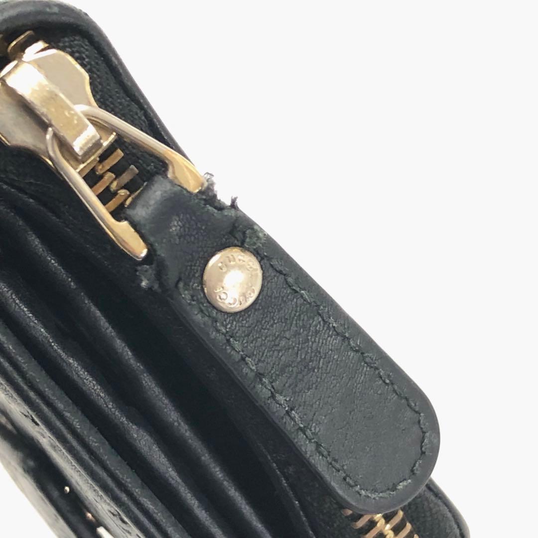 GUCCI グッチ マイクロシマ コンパクトジップ 財布 レザー ブラック