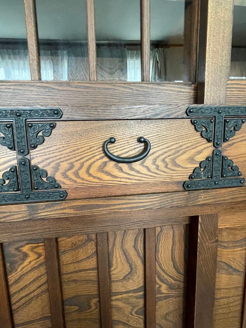 破格送料無料 アンティーク/水屋箪笥/食器棚/ガラス棚/ダイニングボード