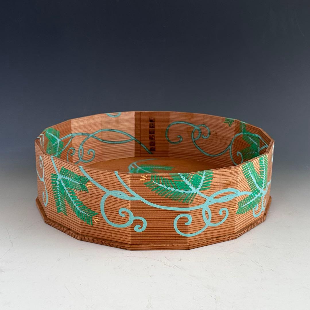 玄々斎好写 松唐草炭斗 木地折溜 立礼棚 炭取 点茶盤 茶道具 伝統工芸品