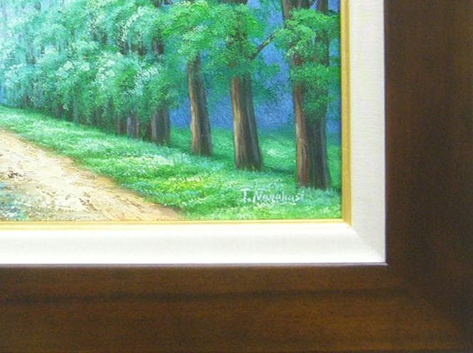 絵画 油絵 作者不詳 肉筆油絵 風景画 散歩道 F6