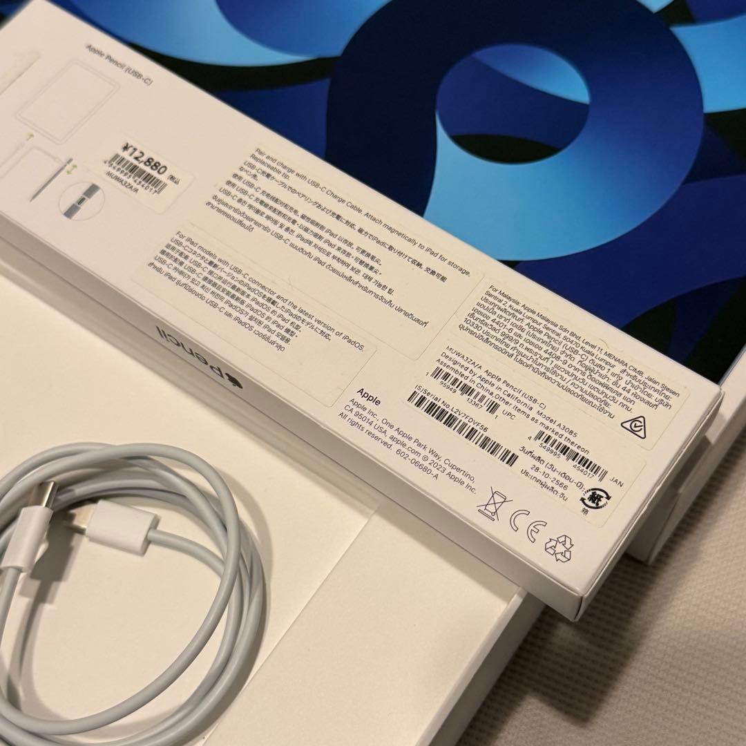 iPad Air 5本体 ブルー 充電ケーブル・Apple Pencil付き