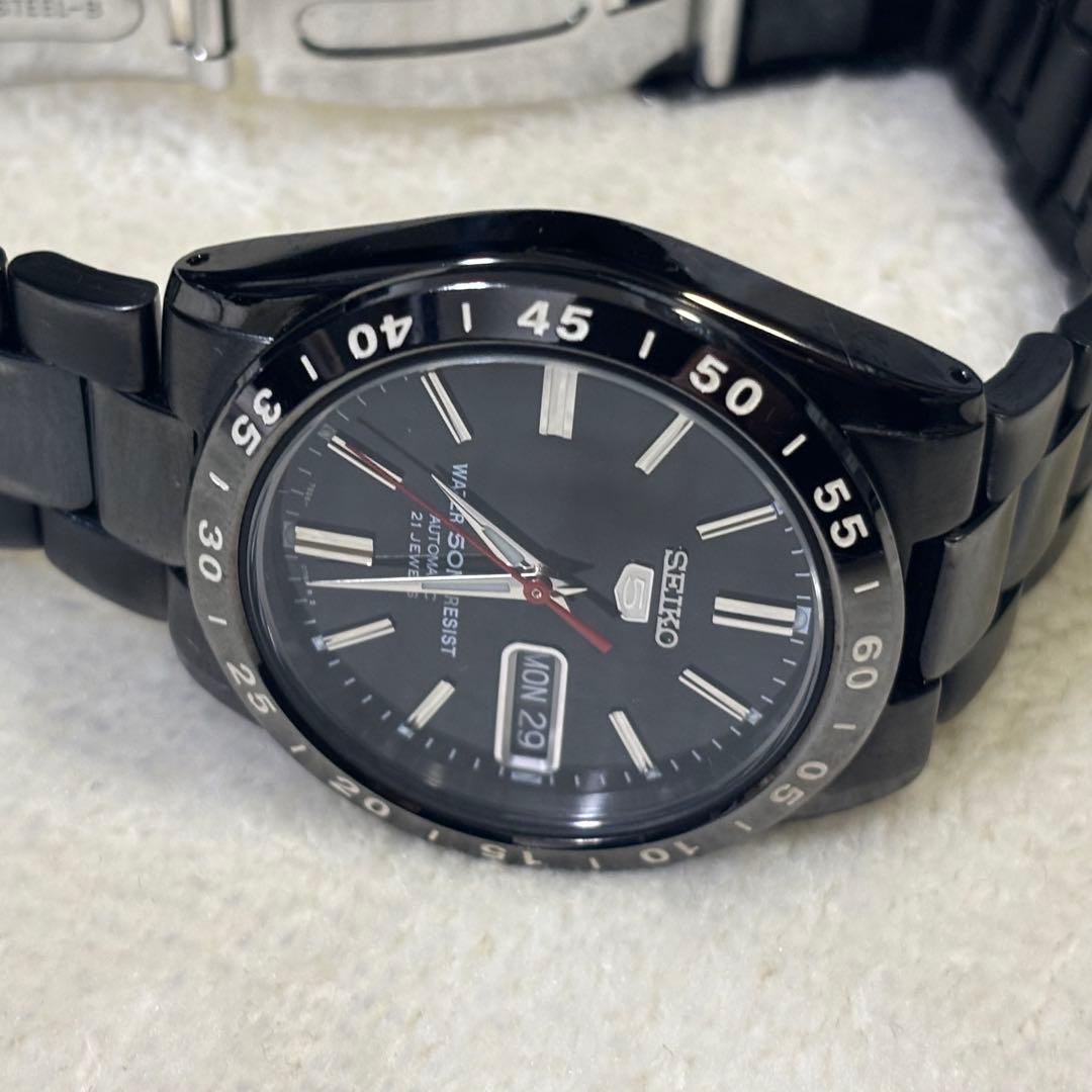 【美品】SEIKO5 自動巻きSNKE03K1 ブラック 黒い稲妻 セイコー