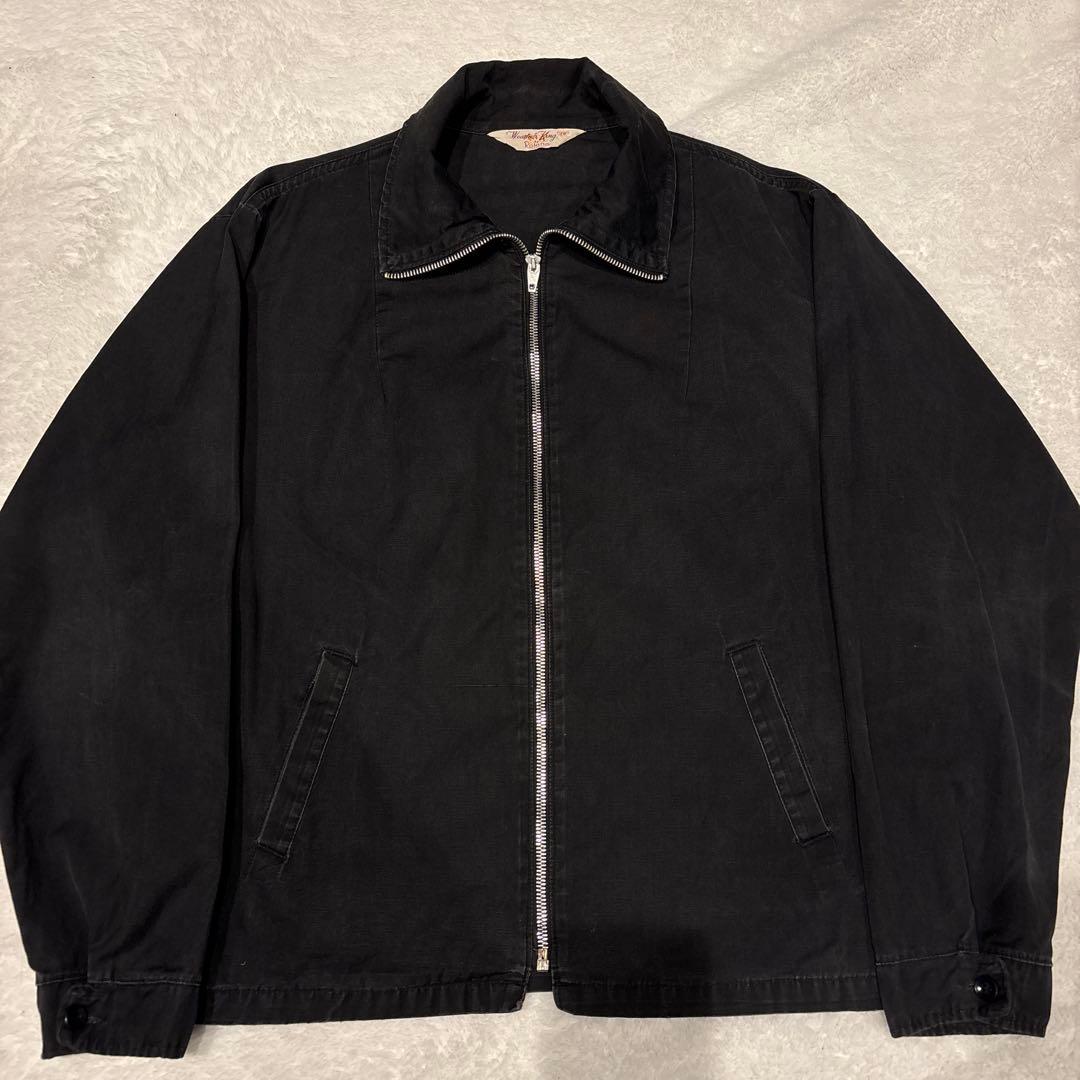 50s60s〜ブラック　黒　スイングトップ　コットン混　ヴィンテージ　ドリズラー