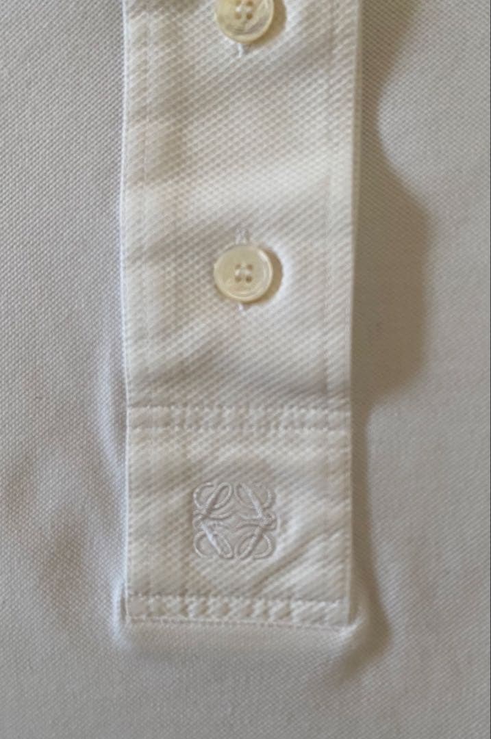 LOEWE ロエベ ヘンリーネックポロシャツ ホワイト 刺繍 サイズM