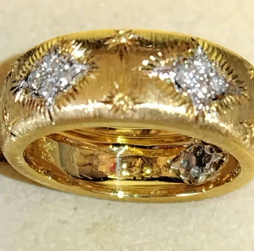 mwoフィレンツェ彫りK1&PT 950ダイヤモンドリング