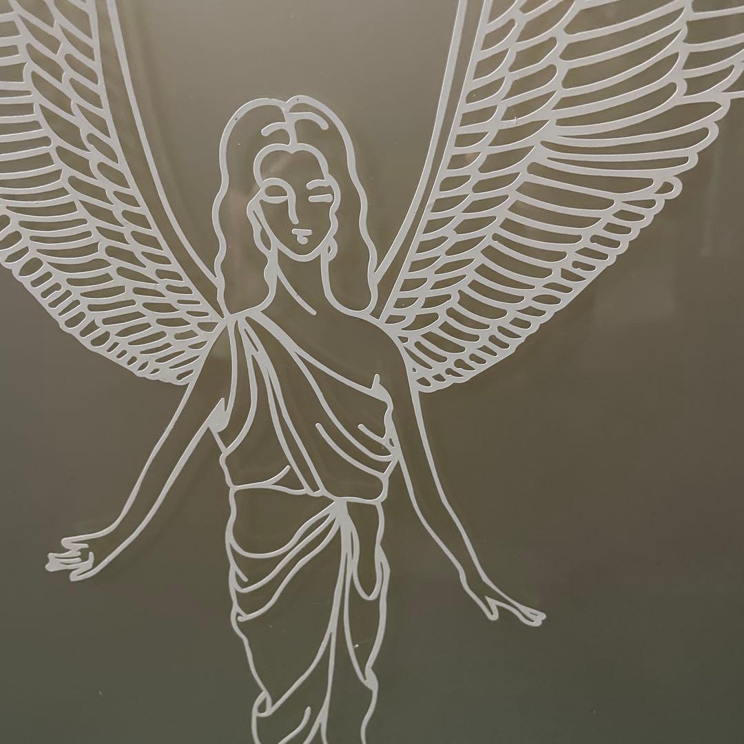 天使の翼デザイン ガラス絵　ディスプレー　照明付けパネル　0279KD