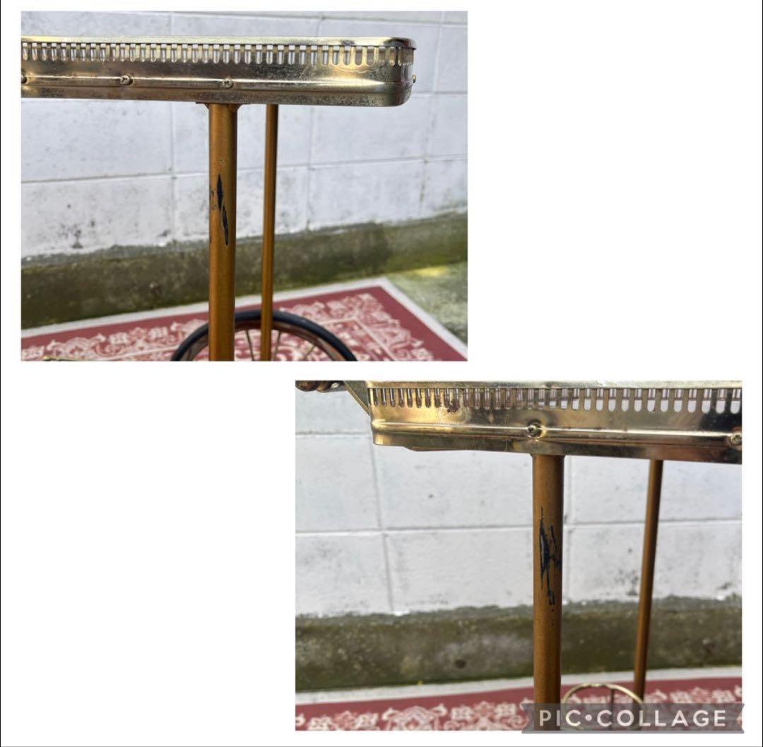 古家具 アンティークデザイン◾️キッチンワゴン 台車 木製ウッドハンドル