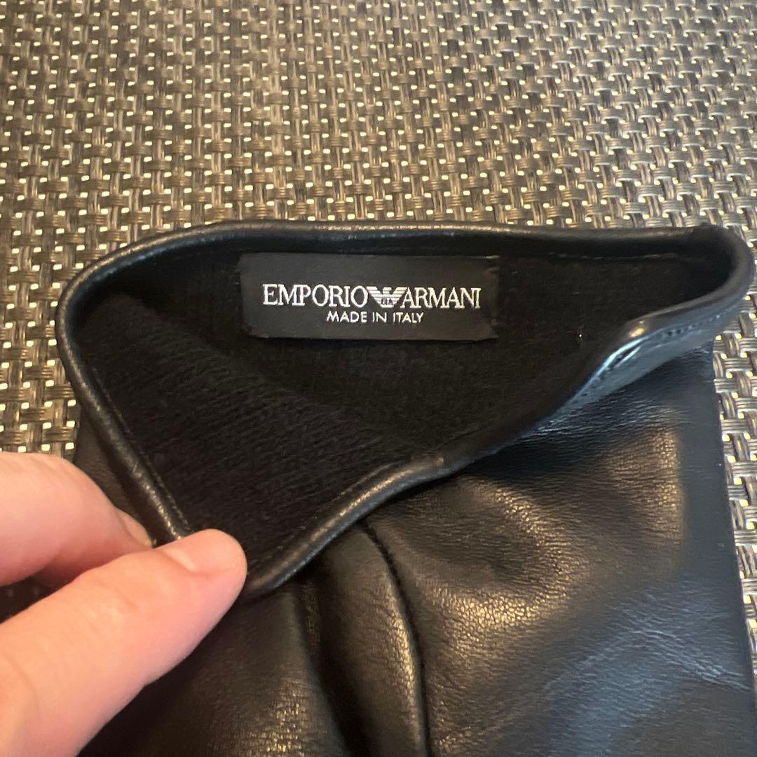 新品　エンポリオアルマーニ ブラック レザー　羊革　手袋