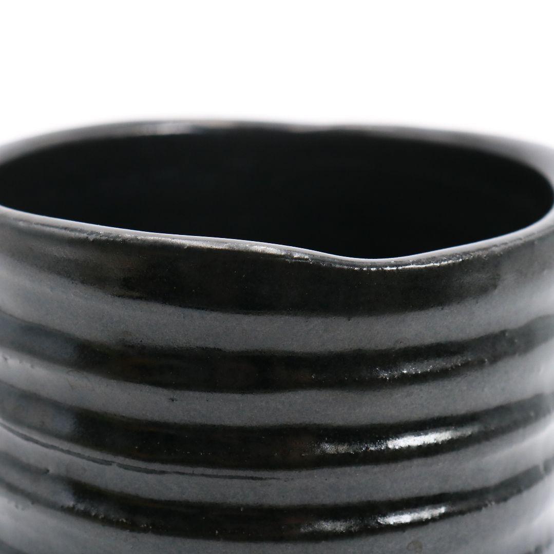 人間国宝 加藤唐九郎作 瀬戸黒 茶碗 茶道具　IX235　1FB6