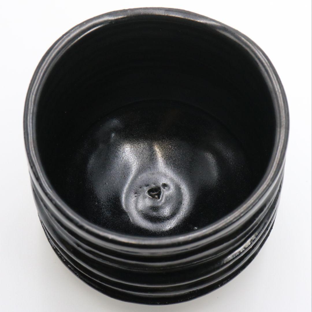 人間国宝 加藤唐九郎作 瀬戸黒 茶碗 茶道具　IX235　1FB6