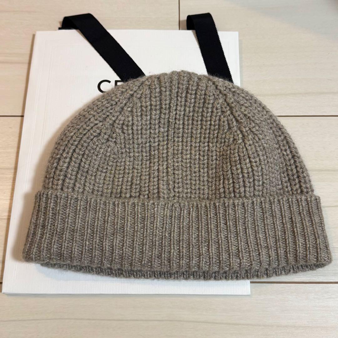 CELINE ニット帽 トリオンフ カシミア ビーニー ベージュ