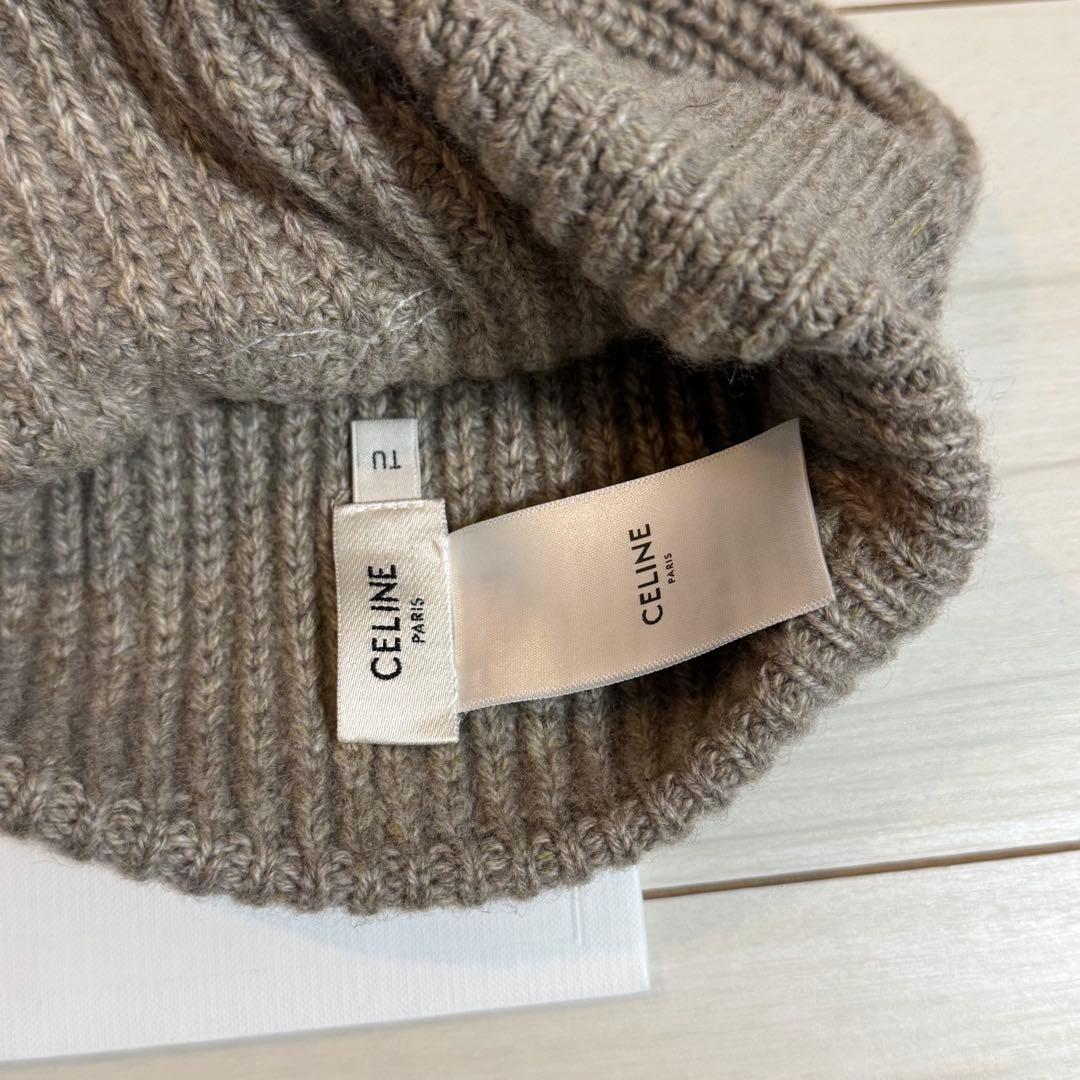 CELINE ニット帽 トリオンフ カシミア ビーニー ベージュ