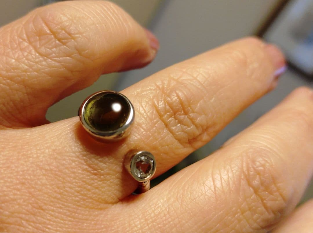 【お値下げ】モルダバイト✕ダンビュライト シルバーリング 13号