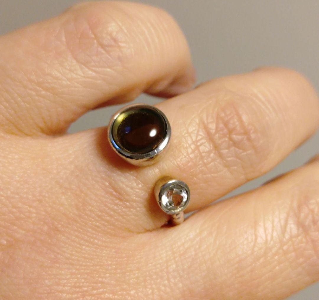 【お値下げ】モルダバイト✕ダンビュライト シルバーリング 13号