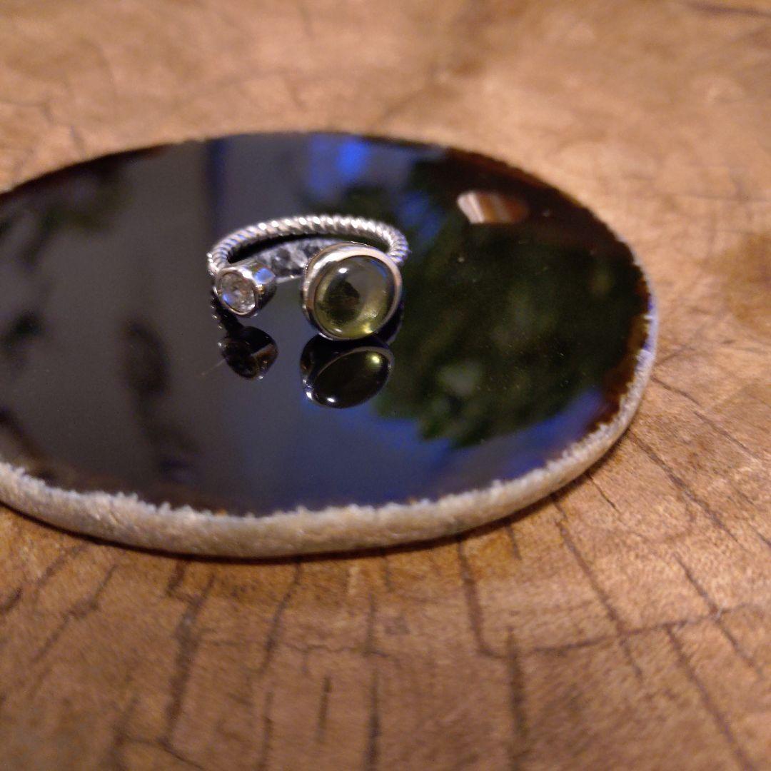 【お値下げ】モルダバイト✕ダンビュライト シルバーリング 13号