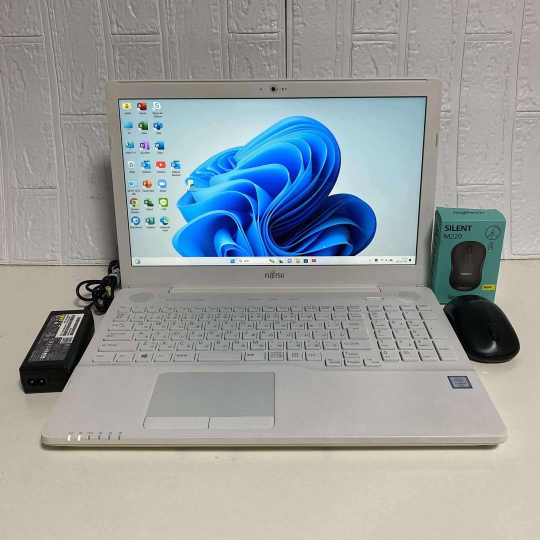 Windows11 オフィス付き　SSDサクサク起動　美品　富士通ノートPC