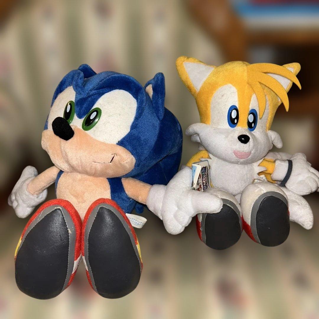 N*す様 ソニックアドベンチャー　スーパージャンボぬいぐるみ　ソニック　テイルス
