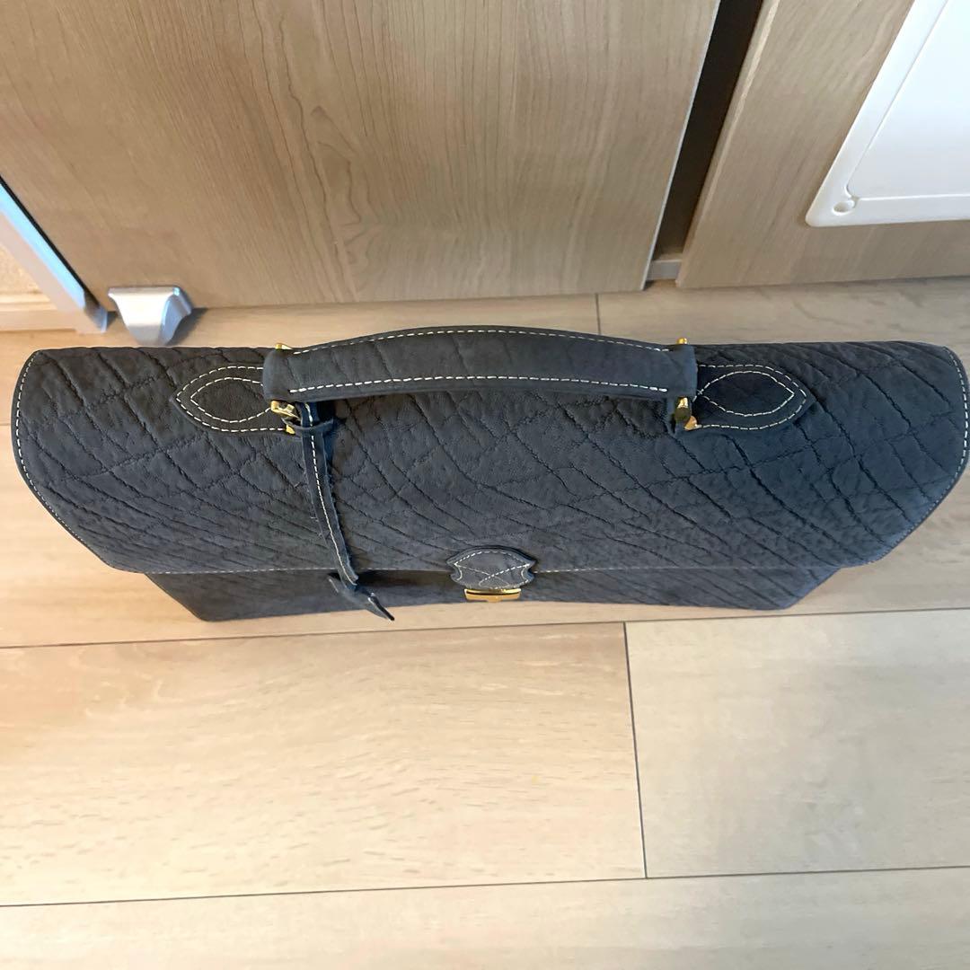 はなみ品✨️エレファントレザー エキゾチックレザー ビジネスバッグ グレー