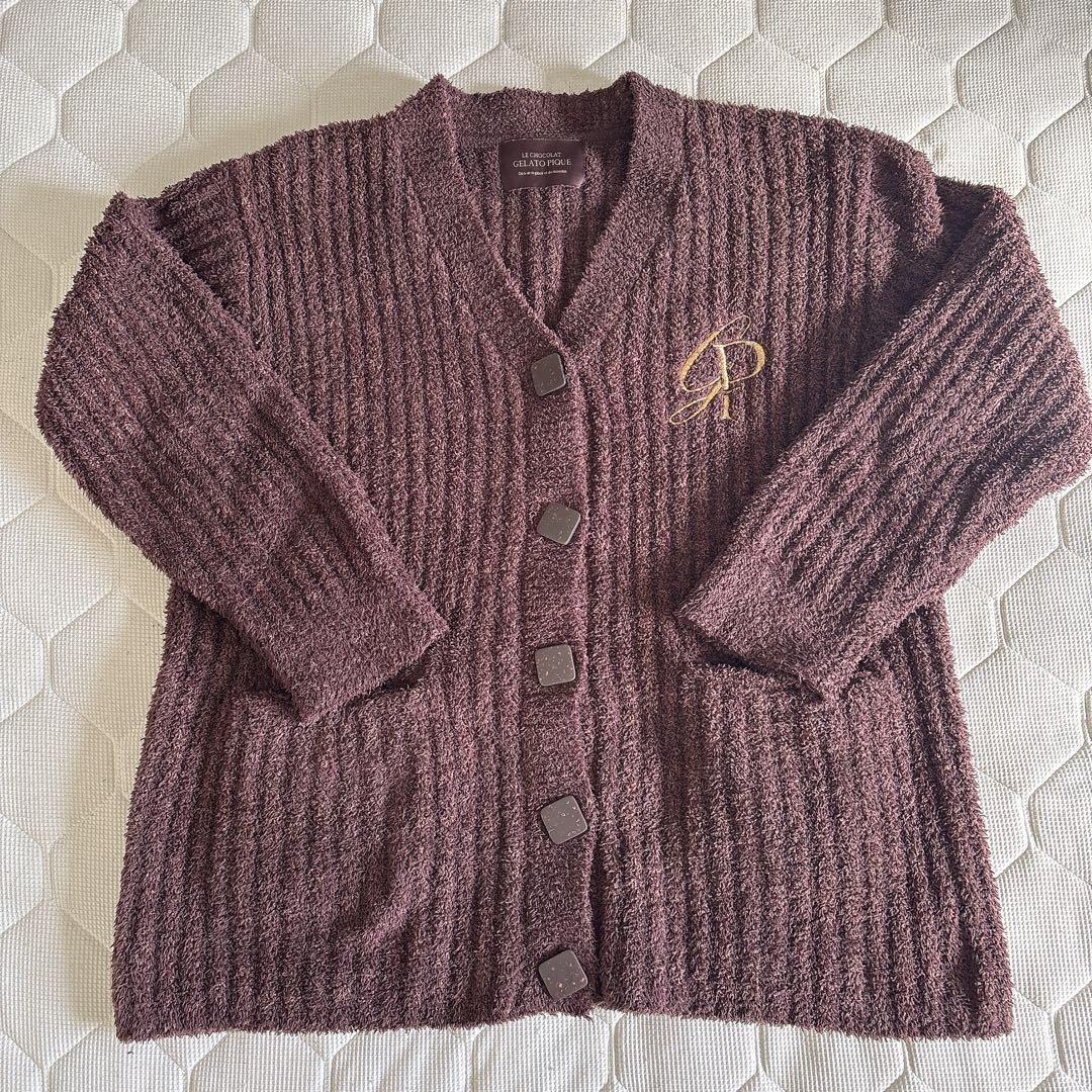 【美品】ジェラートピケ べビモコメランジリブ 上下セット ブラウン