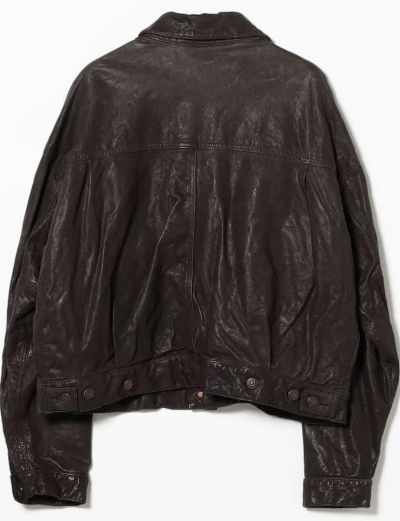 メンズ ワイドショートフィット シープレザー ジャケット