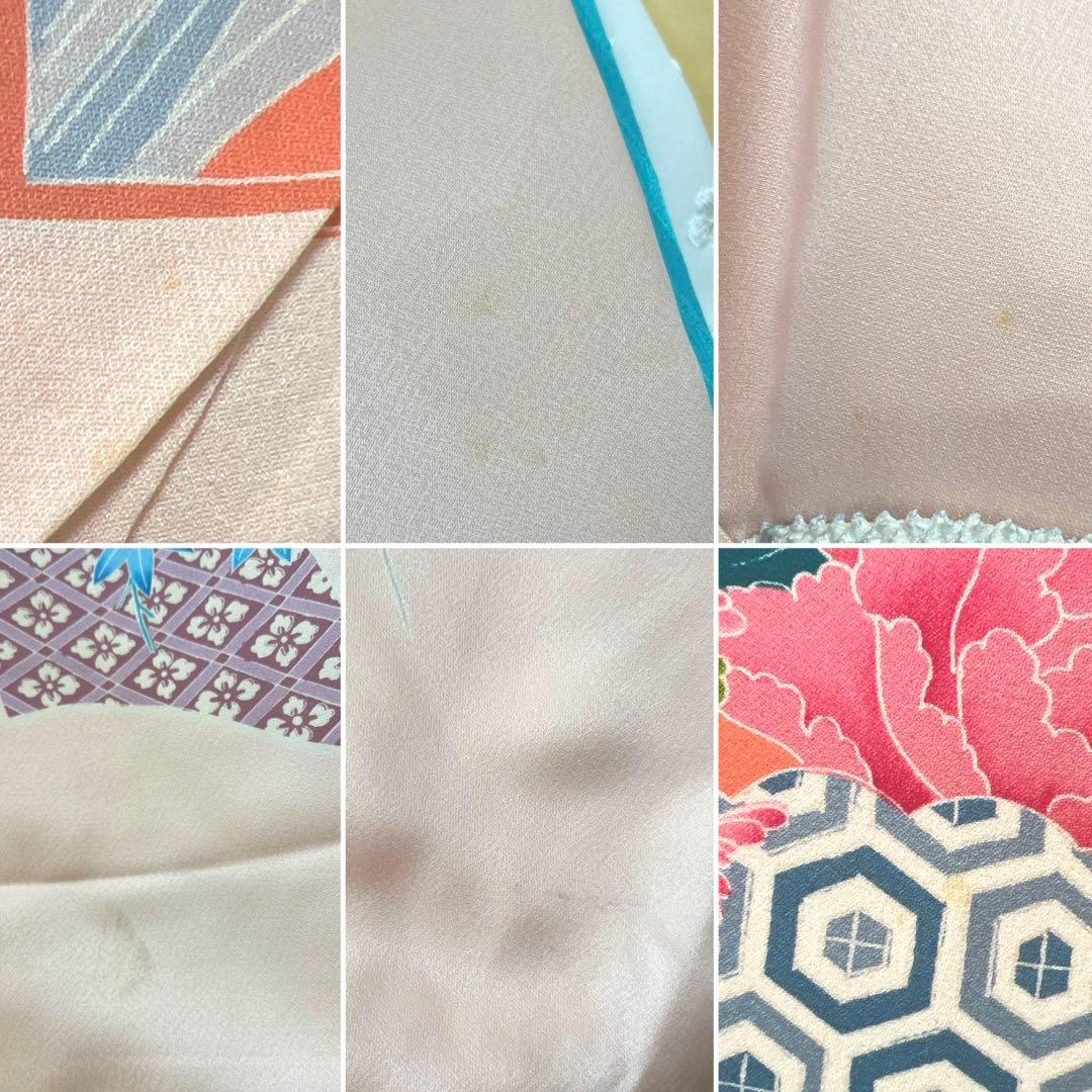 435 振袖フルセット 正絹 難あり 桃 ピンク 水色 紫 カラフル