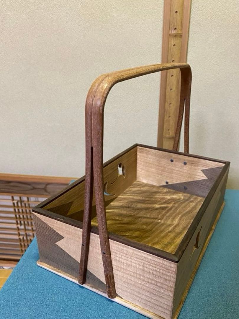 茶道具/莨盆 山本貞斎 鵬雲斎好 銀杏透 手付煙草盆 煙菅2本付