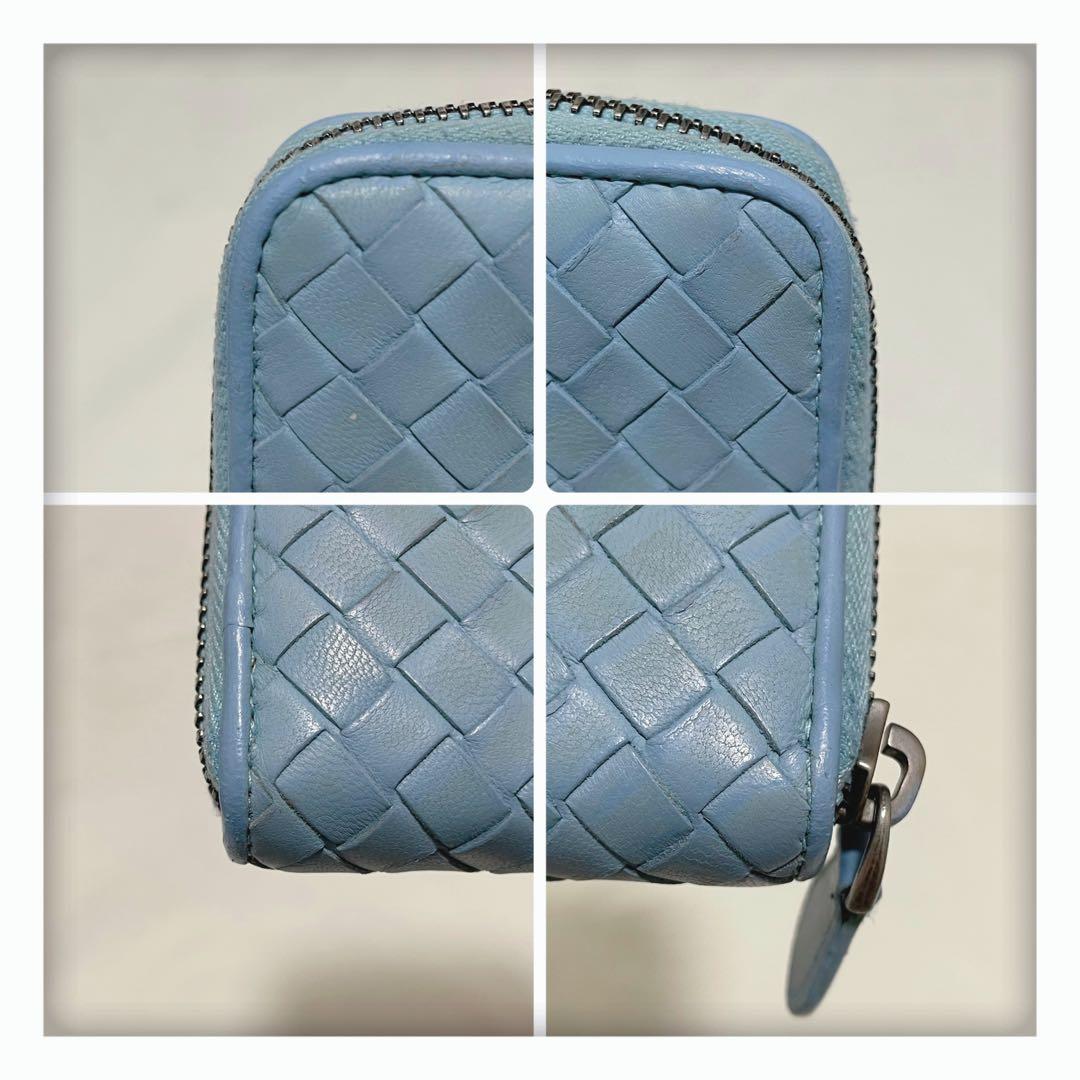 お値下げ‼️ 美品 ボッテガヴェネタ イントレチャート コンパクト 財布 ブルー系