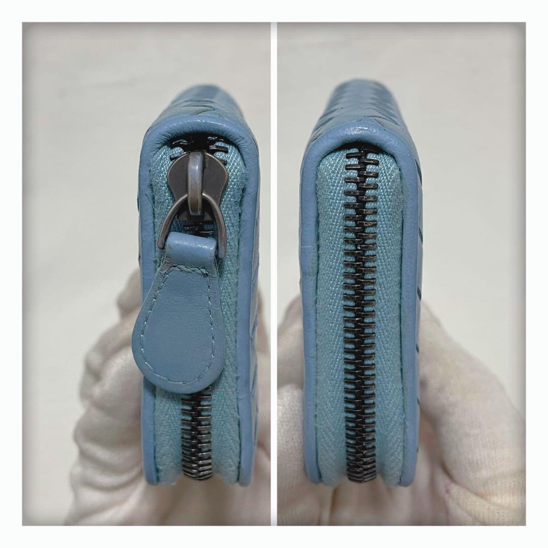 お値下げ‼️ 美品 ボッテガヴェネタ イントレチャート コンパクト 財布 ブルー系