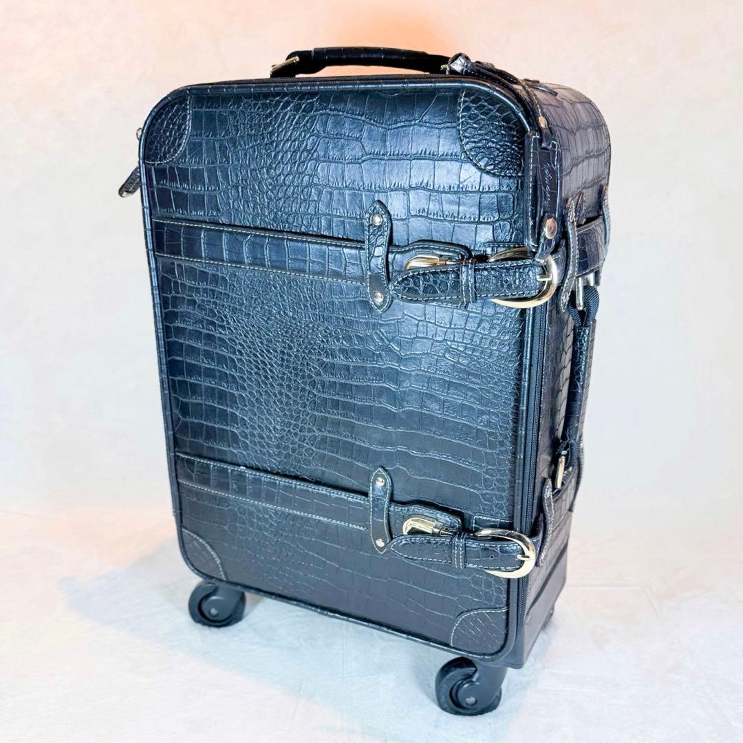 SWANY スワニー クロコ型押し キャリー ブラック