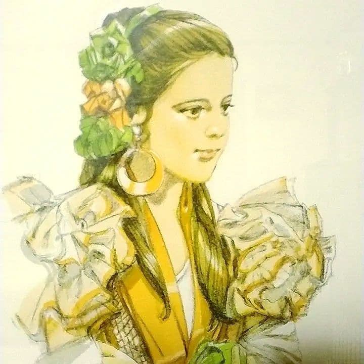 斉藤三郎 リトグラフ 「マリア・テレサ」額装品 サイン入り 版画 美少女画