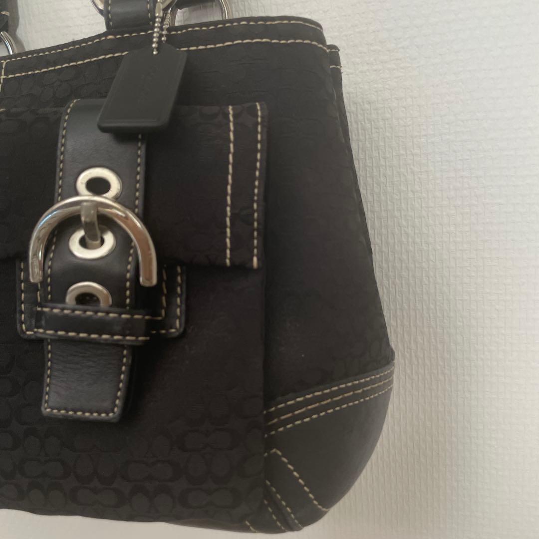 COACH コーチ シグネチャー ハンドバッグ 黒 ブラック