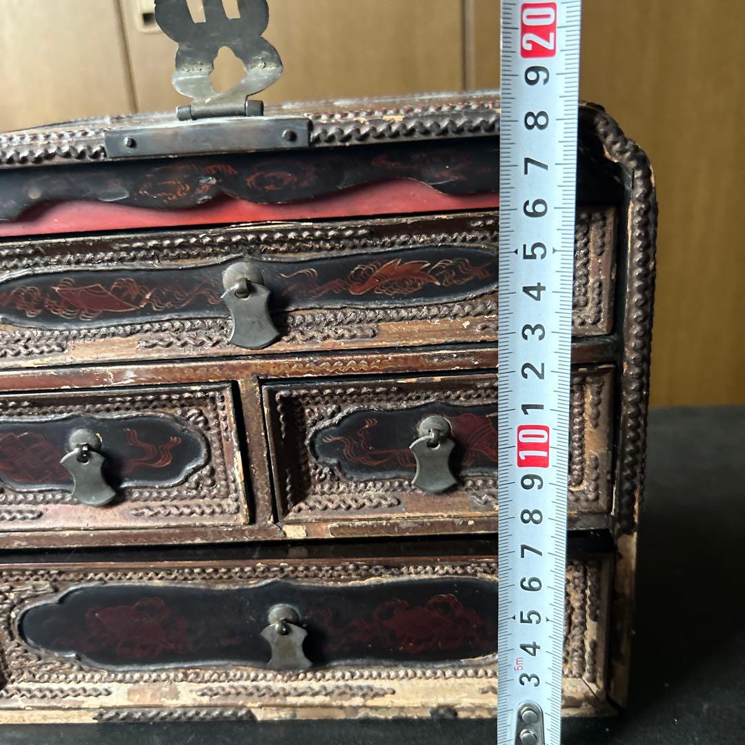 ミニ箪笥　琉球鳳凰漆絵小箪笥？　漆工　沖縄 ？　鳳凰