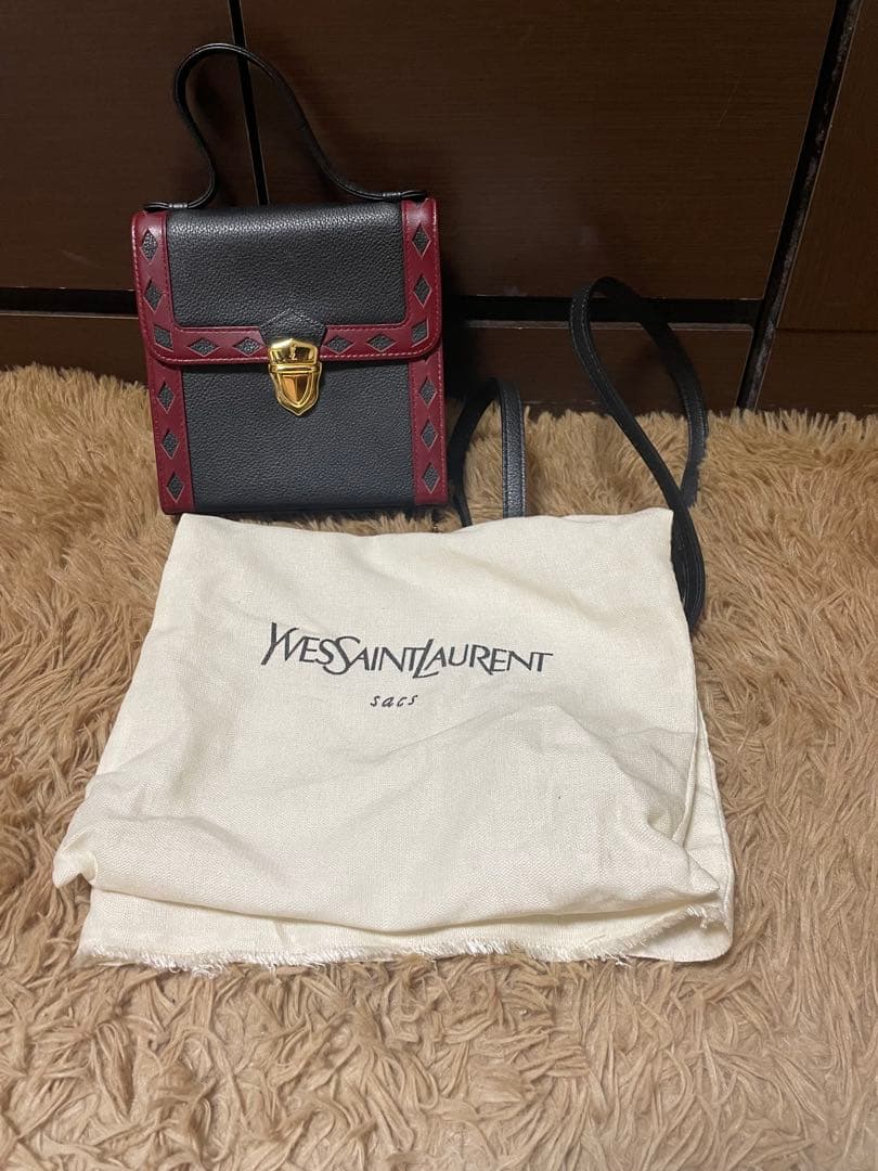 極 美品 イヴサンローラン YSL ロゴ レザー 2way ショルダーバッグ