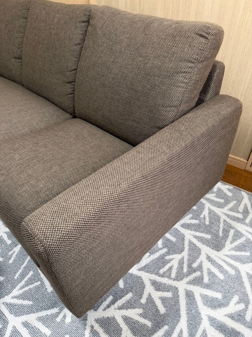 美品 ニトリ N シールド カウチソファ 3人掛け ブラウン ファブリック