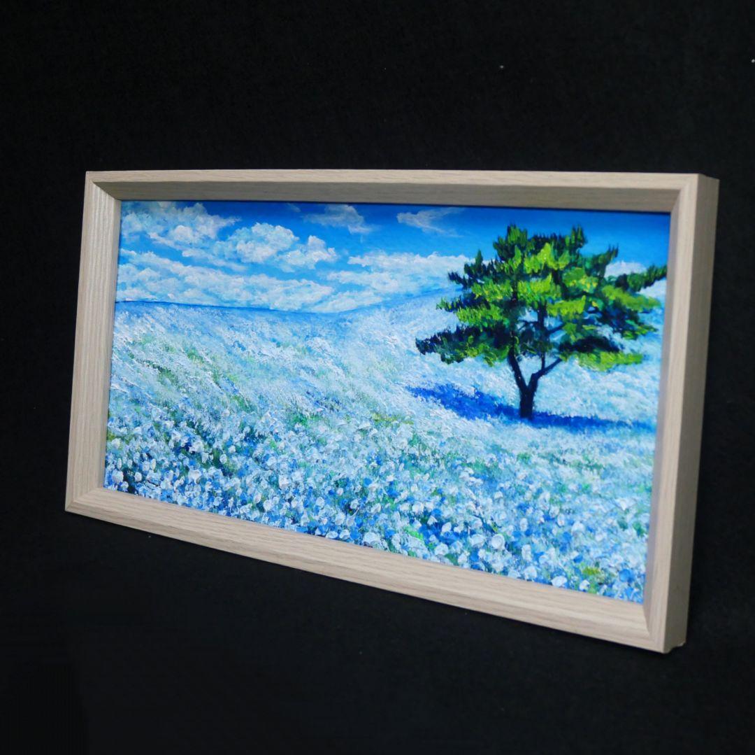 長方形ミニ絵画【ネモフィラの丘】