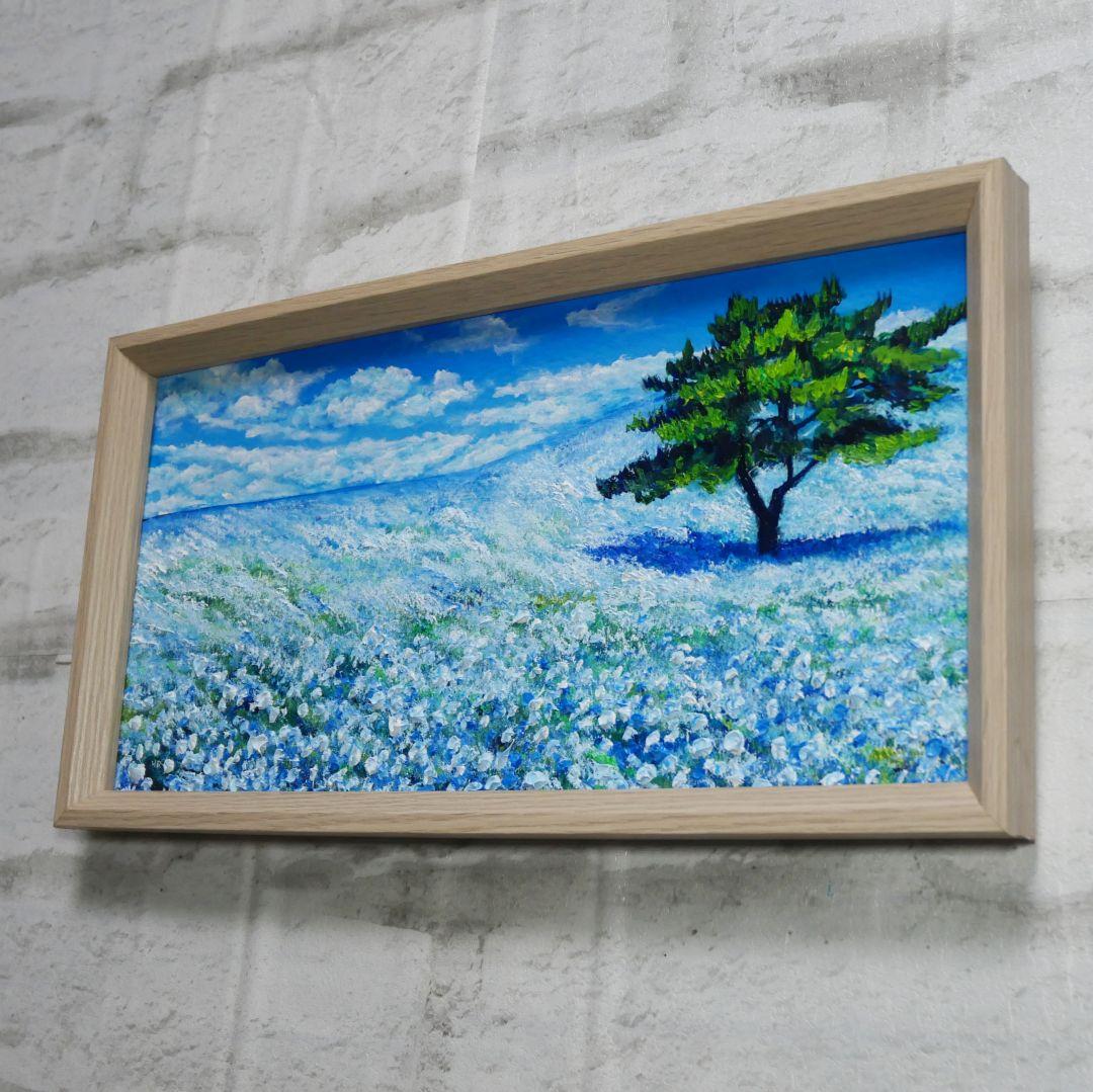 長方形ミニ絵画【ネモフィラの丘】