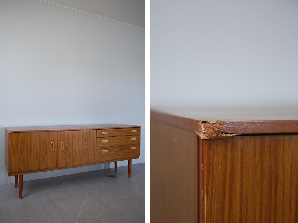 英国アンティークSCHREiBER製サイドボード/木製机テレビ台(91-180)