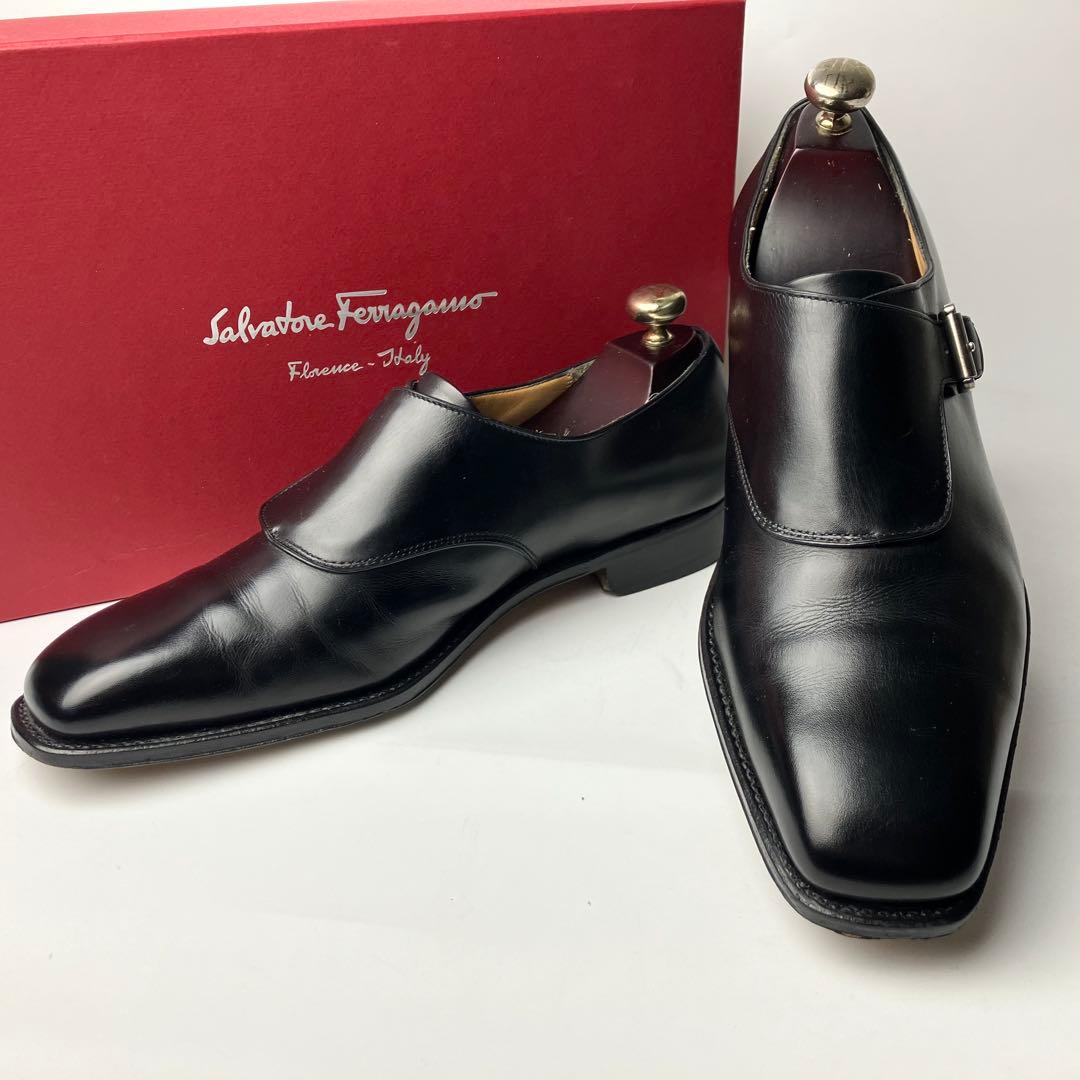 【美品】フェラガモ　最高位レーベル　トラメッザ　モンクストラップ　黒　9 2E