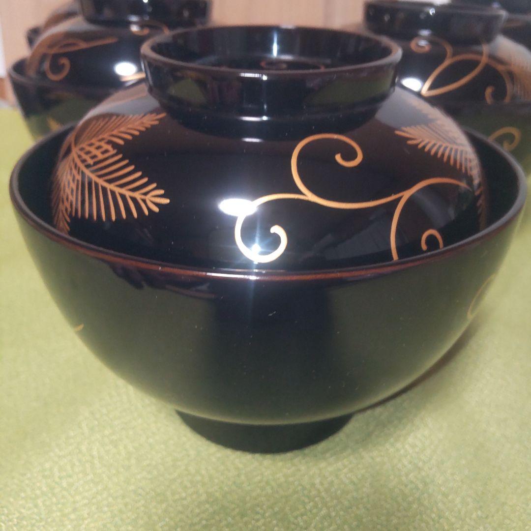 希少 輪島塗 大向高洲堂 松沈金 煮物椀 5客 雑煮椀 合鹿椀 天然木 漆 高級