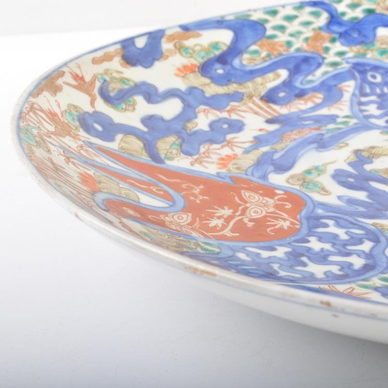 伊万里焼　古伊万里　染錦　花鳥文盤　飾皿　C　5441A