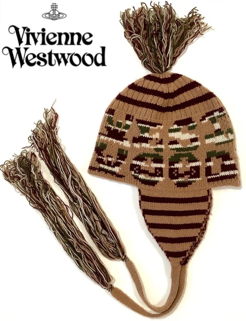 新品★ヴィヴィアンウエストウッド★耳当てフラップ付きワッチ ニット帽 ビーニー