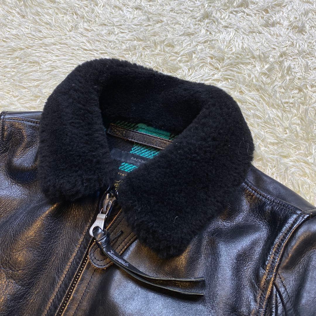 フィンダーズキーパーズ バックボーン G-1 馬革 レザージャケット S 黒色