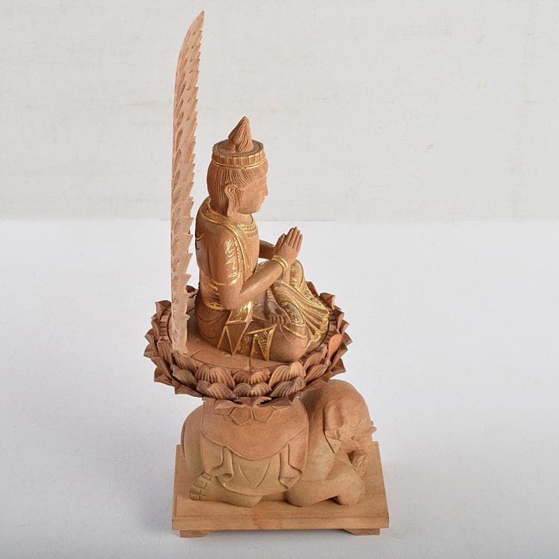 アンバサ松園大龍作白檀　普賢菩薩像　仏像　保証書付　共箱　D　R9410B