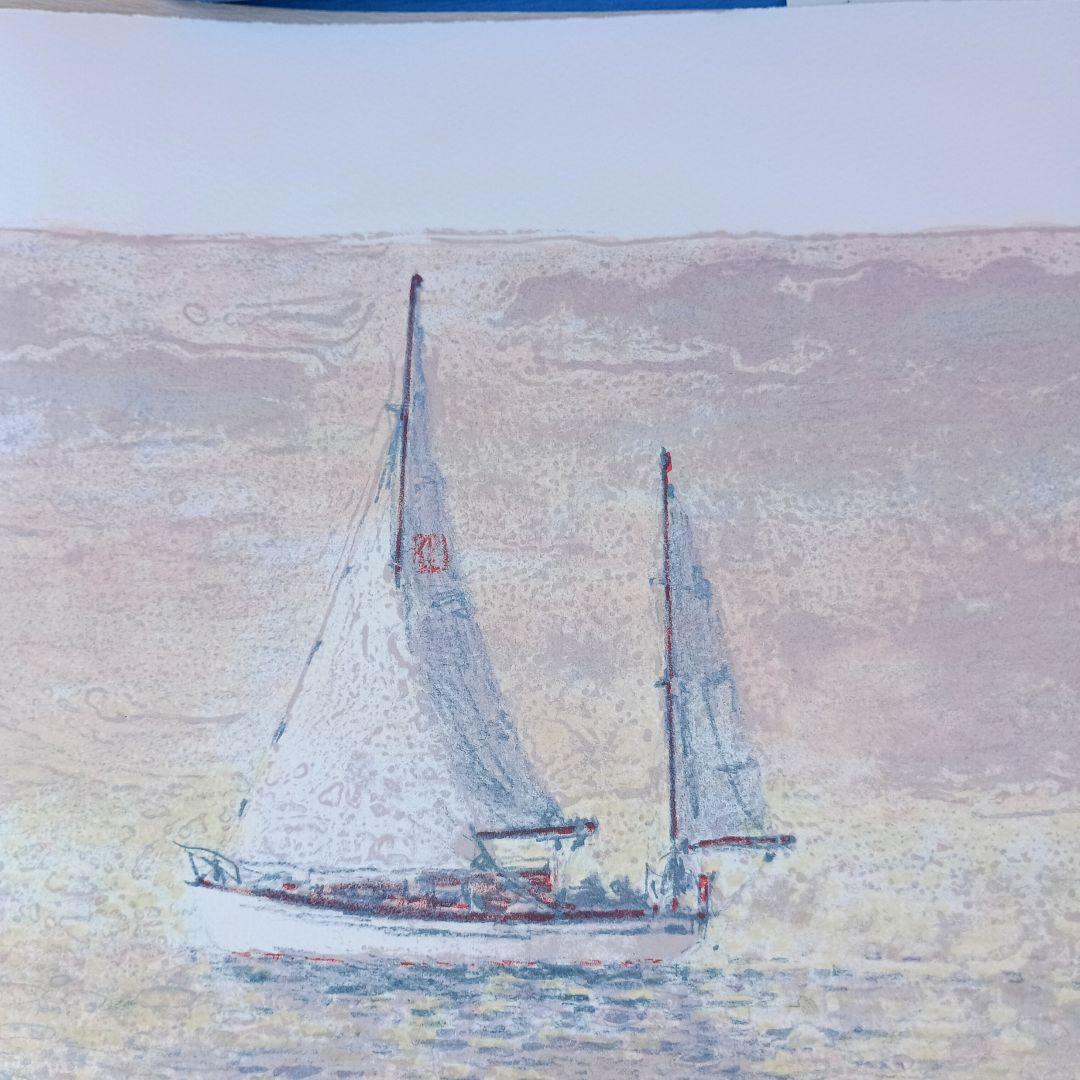 4046）柏村勲　オリジナル　リトグラフ　ヨット三態のうち2枚