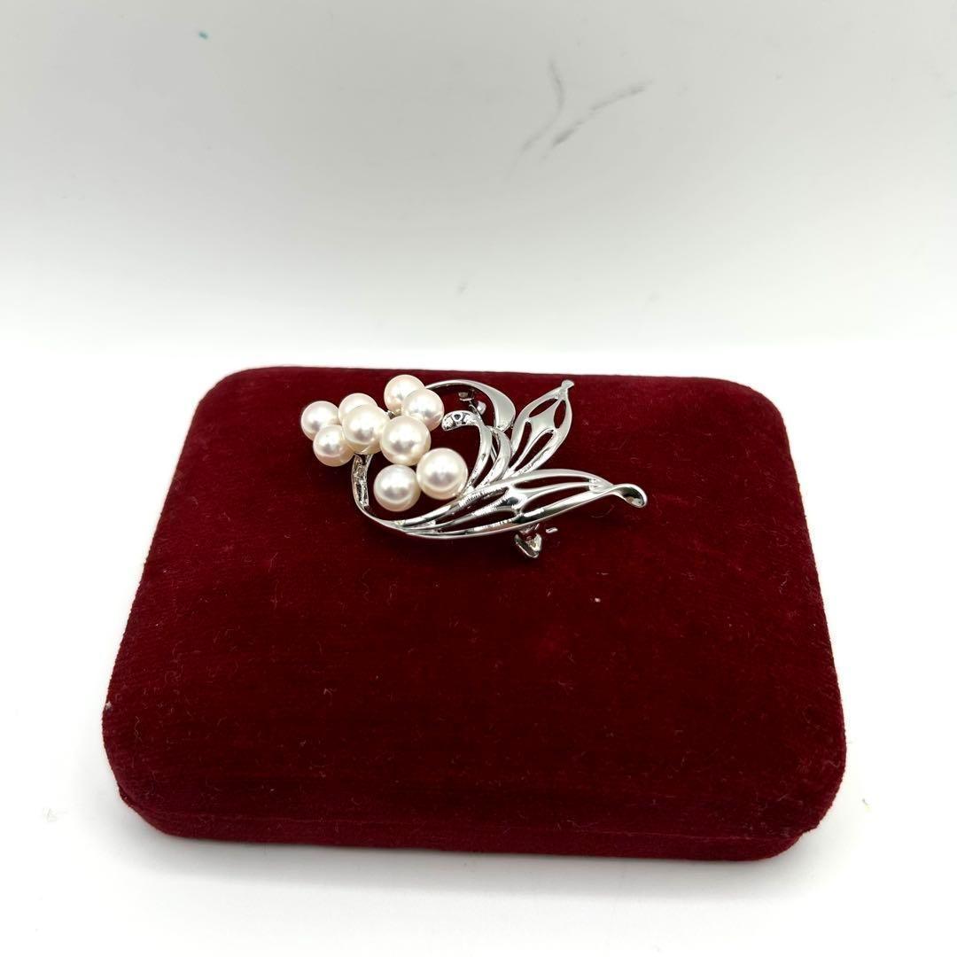 極美品✨MIKIMOTO ミキモト アコヤパール　ブローチ　シルバー M刻印