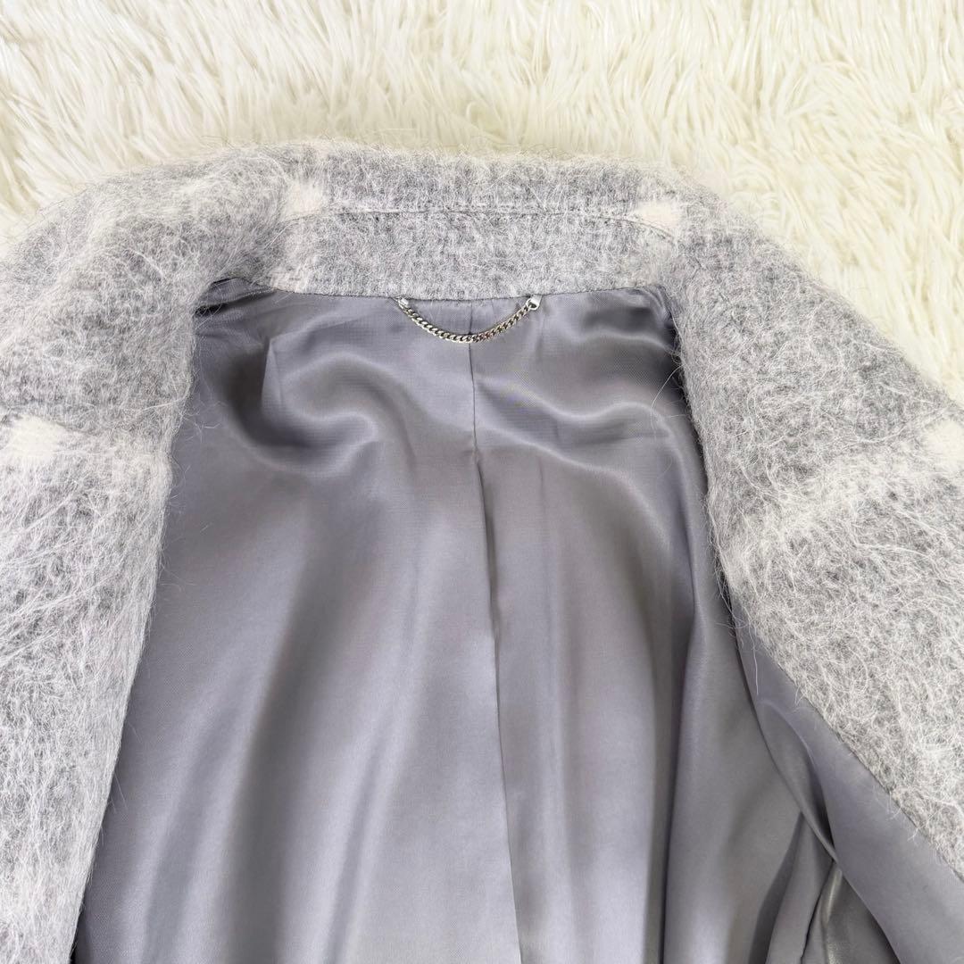 美品✨ 23区 マンテコ生地 シャギーチェック ダブルチェスターコート　グレー