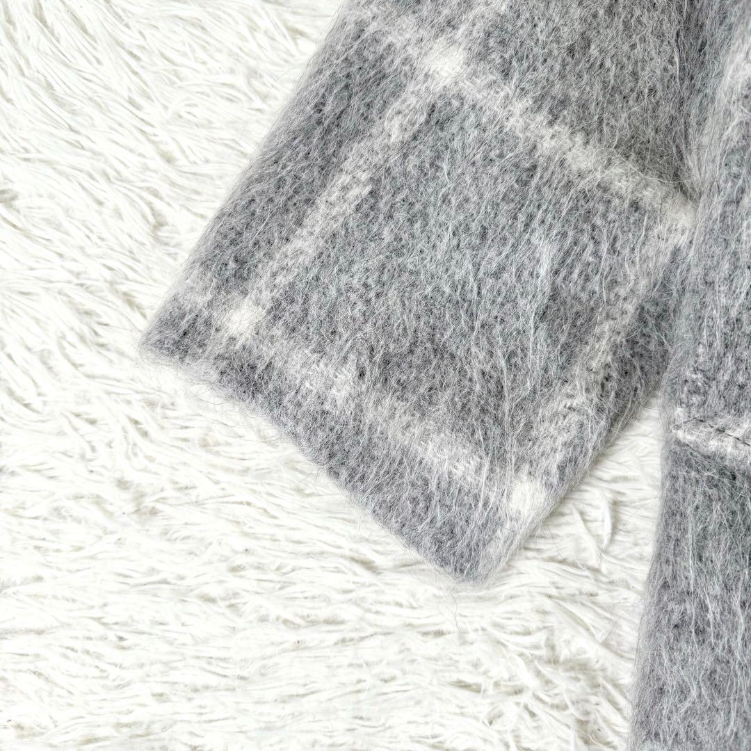 美品✨ 23区 マンテコ生地 シャギーチェック ダブルチェスターコート　グレー