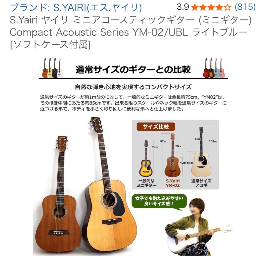 アコースティックミニギター ライトブルー ソフトケース付き