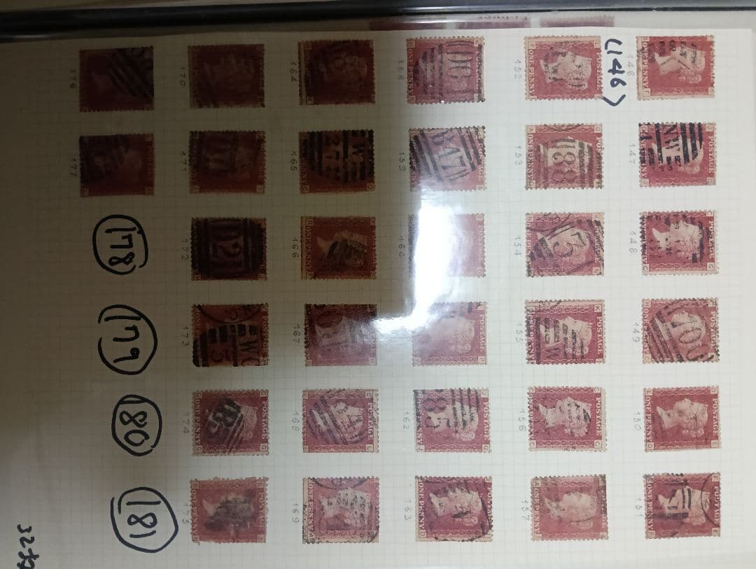 イギリス切手　1864年　レッドペニー切手　まとめ売り