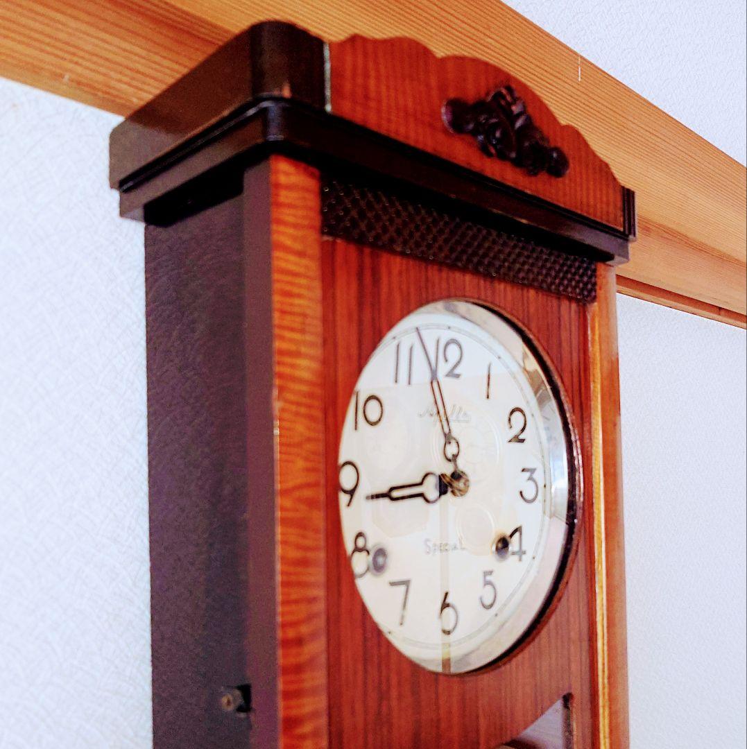 〈完動・美品〉Apollo時計社　宮型ゼンマイ振り子時計　ボンボン時計古時計